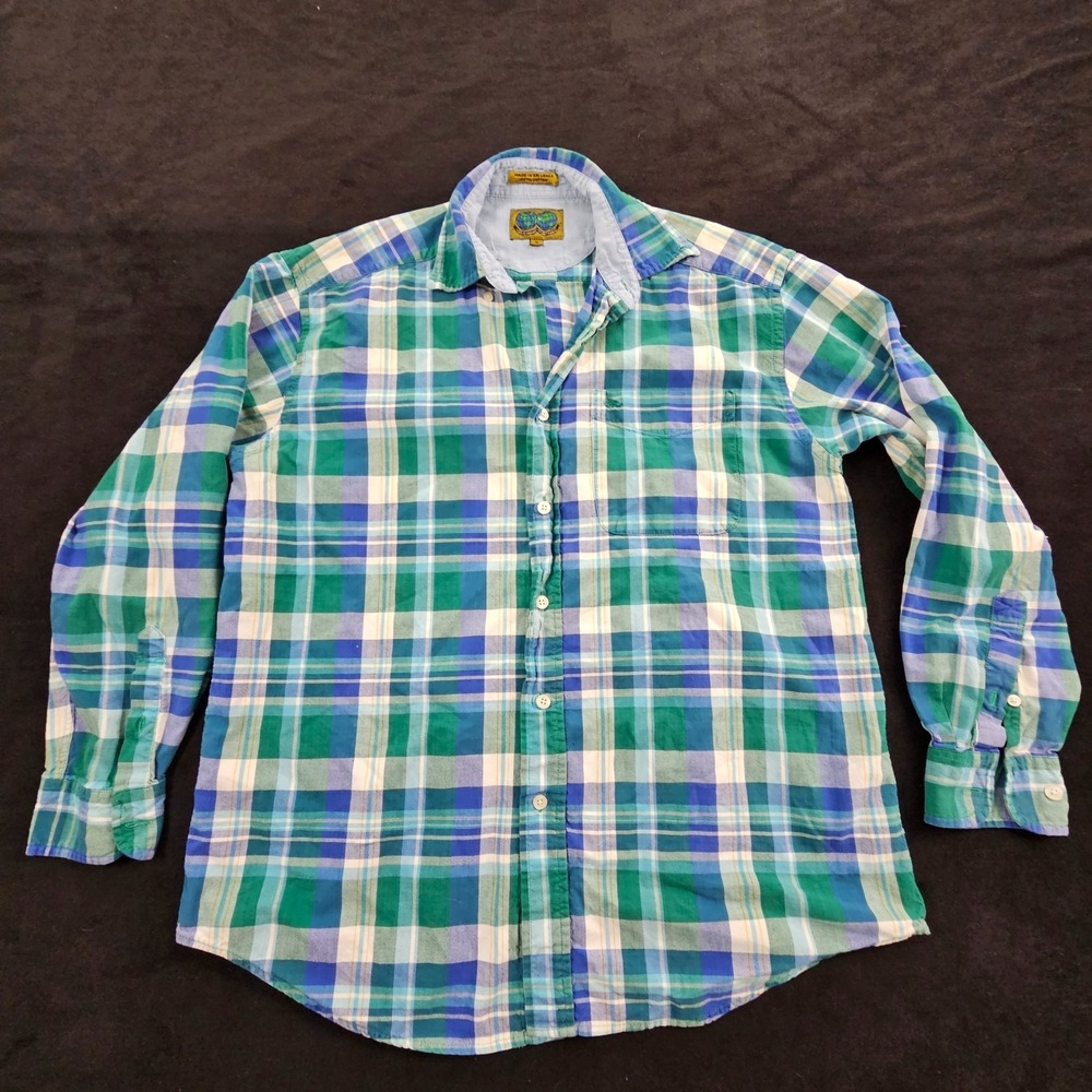 Native Habitat Blue Plaid Long Sleeve Cotton Button-Up Shirt Men's M